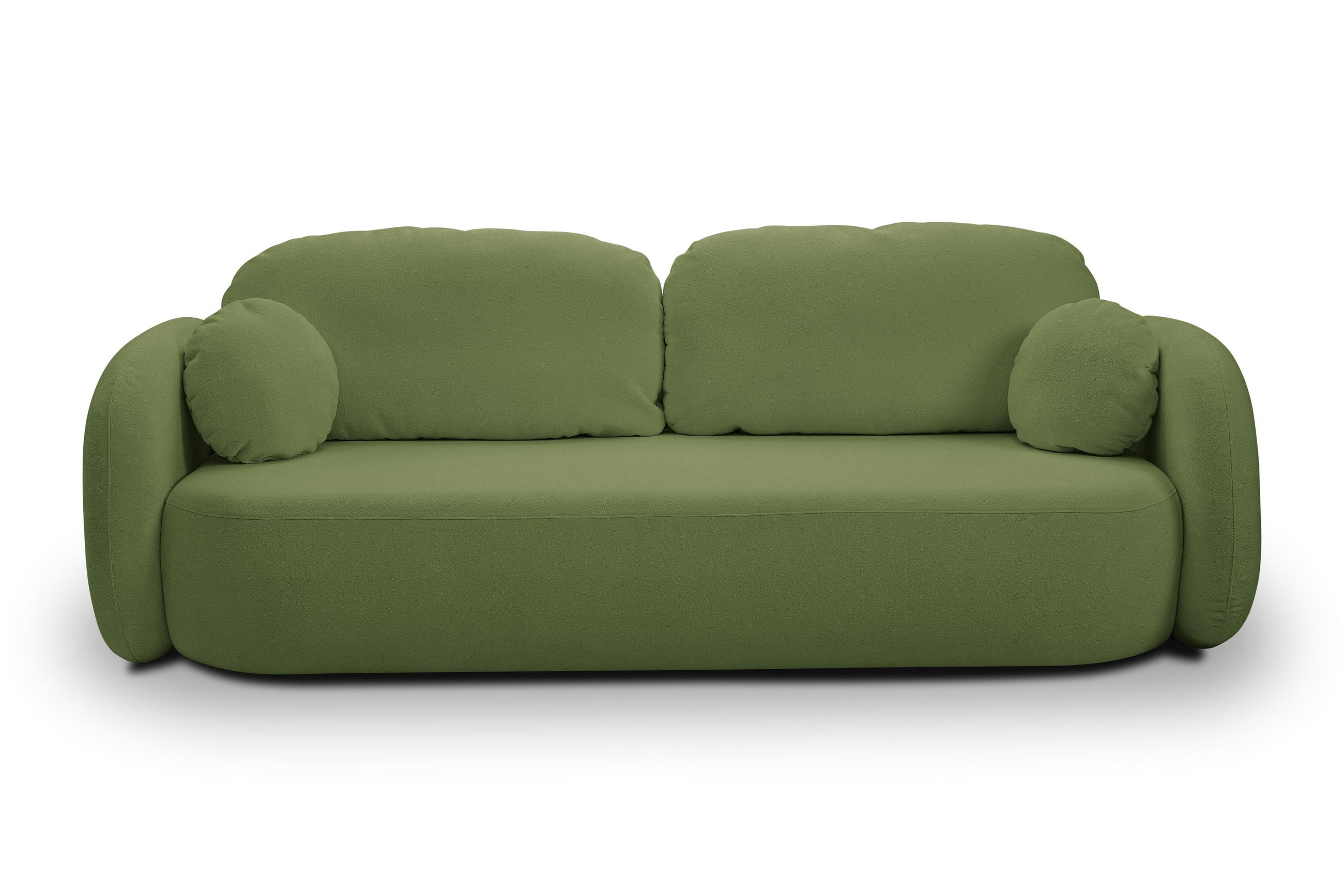 BETTSOFA AMICO Grün Bucle-Stoff mit Schlaffunktion - Grün, Holz (238/86.5/101cm) - MASSENO