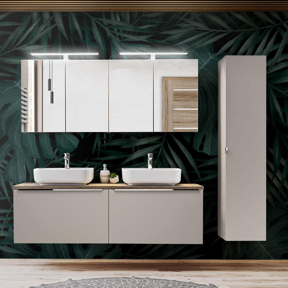 BADMÖBEL-SET 10-TLG. Puebla-56 - Beige, Holzwerkstoff (215/200/46cm) - Lomado