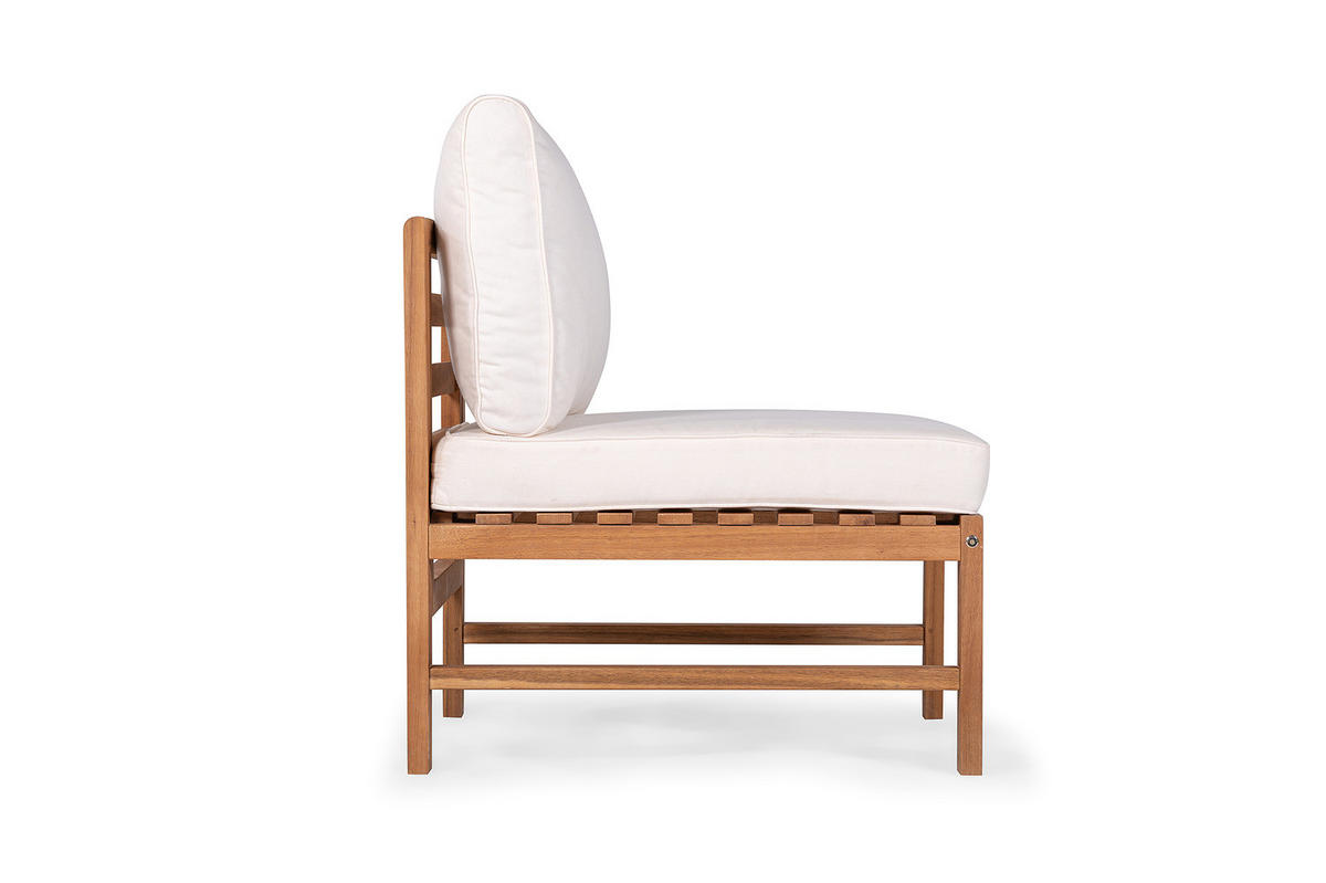 LOUNGESESSEL OHNE ARMLEHNEN - Akazie massiv / Polyester - Braun / Beige - Beige/Braun, Holz/Textil (60/76/66cm) - home24