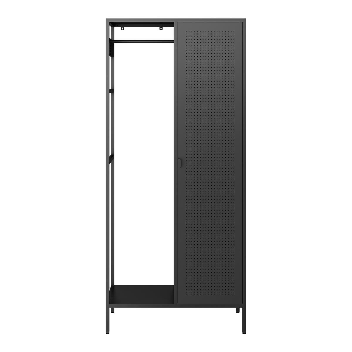 KLEIDERSCHRANK Puumala - Schwarz, Metall (80/180/45cm) - [en.casa]