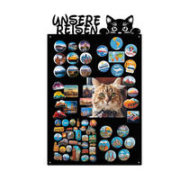 MAGNETTAFEL - Magnetische Pinnwand mit Katzenmotiv - ideal für Magnete und Notizen - Schwarz - 80x50 cm - Schwarz, Metall (50/80/0.7cm) - ANWICAR