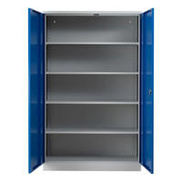 STAHLSCHRANK Bee mit 6 lackierten Fachböden 195x120x60 cm Korpusfarbe Lichtgrau Frontfarbe Enzianblau - Blau, Metall (120/195/60cm)