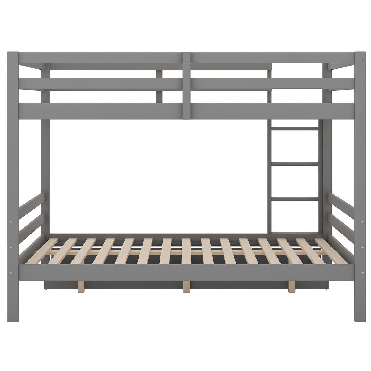 ETAGENBETT 140/200 cm mit Stauraum, Schublade, hoher Absturzsicherung und Treppe aus Kiefer , Grau - Grau, Holzwerkstoff (140/200cm) - Redom