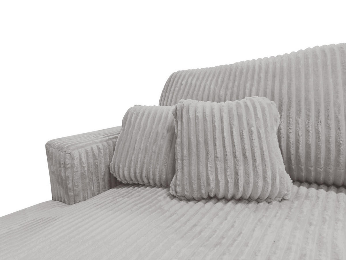 ECKSOFA Luna L links Hellgrau aus Cord - Hellgrau, Textil (271/195cm) - KS Home Concept