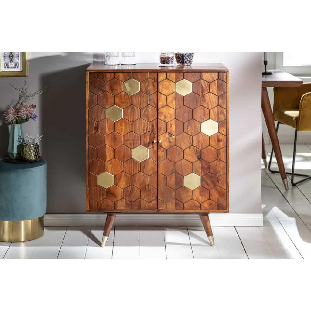 Thumbnail - riess-ambiente Barschrank, Braun, Gold, Holz, Holz, 75x96x46 cm, Esszimmer, Barmöbel, Barschränke & Theken