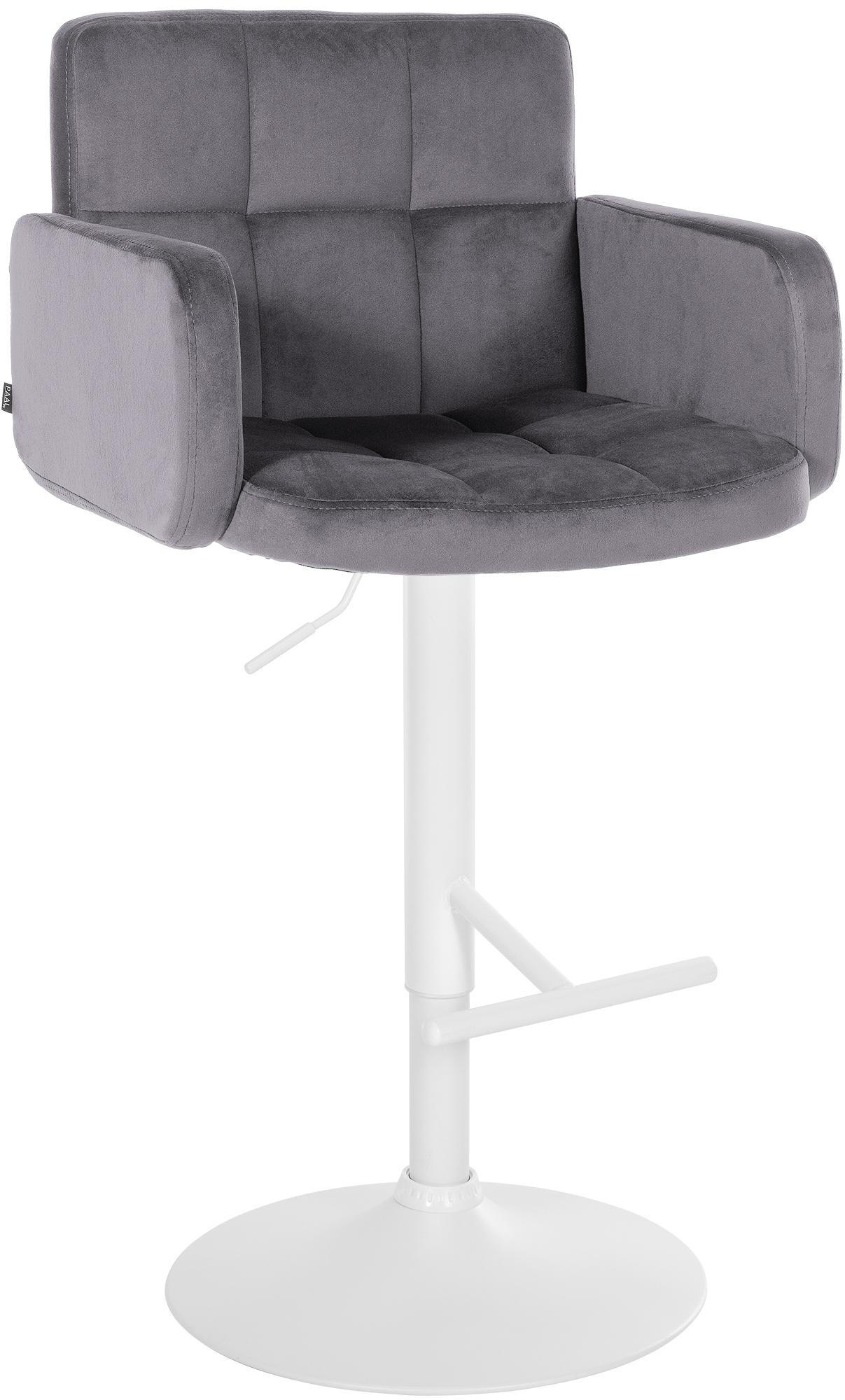 BARHOCKER Samt dunkelgrau - Dunkelgrau/Weiß, Textil/Metall (60/93/56cm) - CLP