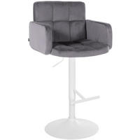 BARHOCKER Samt dunkelgrau - Dunkelgrau/Weiß, Textil/Metall (60/93/56cm) - CLP