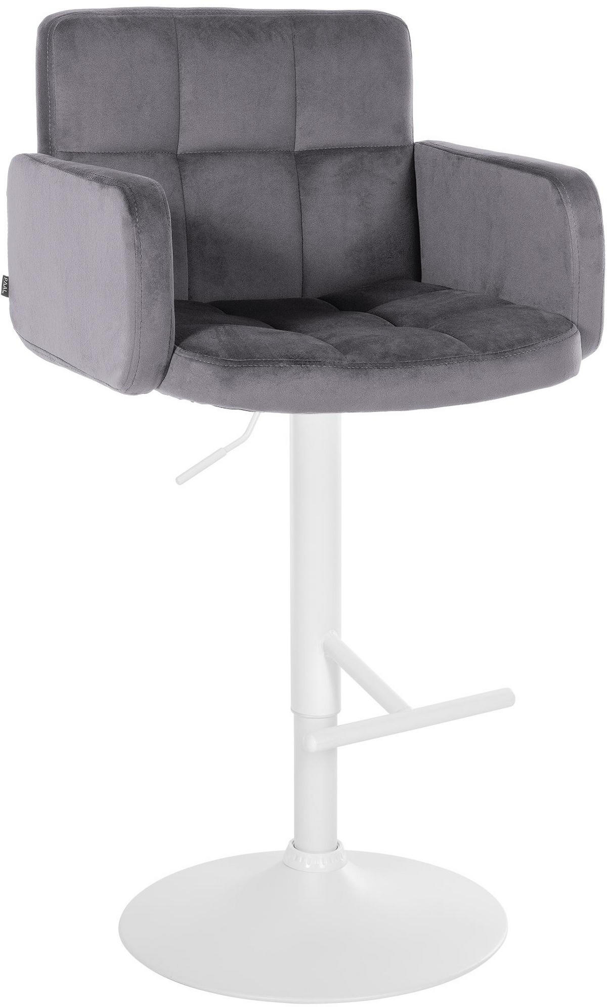 BARHOCKER Samt dunkelgrau - Dunkelgrau/Weiß, Textil/Metall (60/93/56cm) - CLP