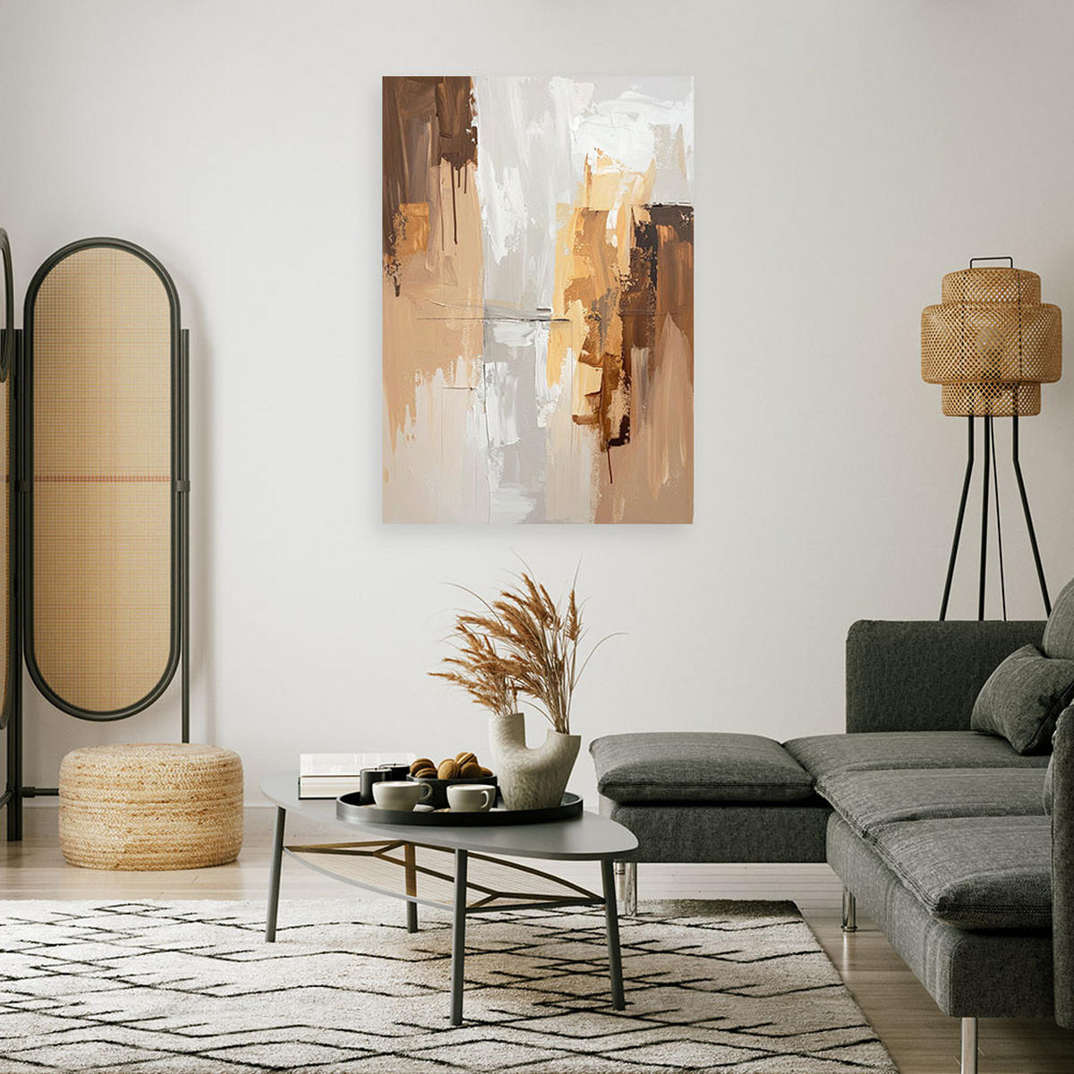 BILD auf Leinwand, Abstrakt in Beige und Braun - Beige, Textil (70/100cm) - Feeby