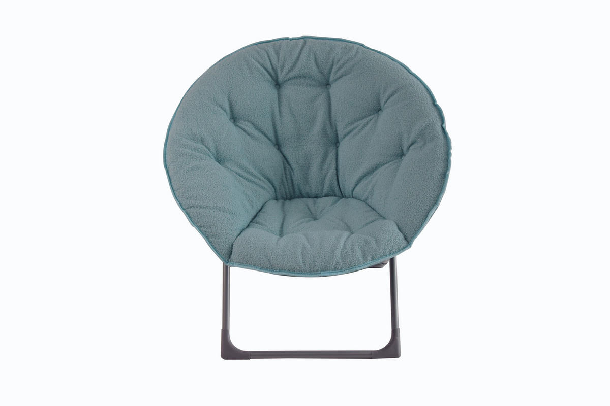 KLAPPBARER Mondstuhl Stoff mit Metallgestell weich gepolstert 58/53/85 cm Blau - Blau, Textil (53/85/58cm) - Redom