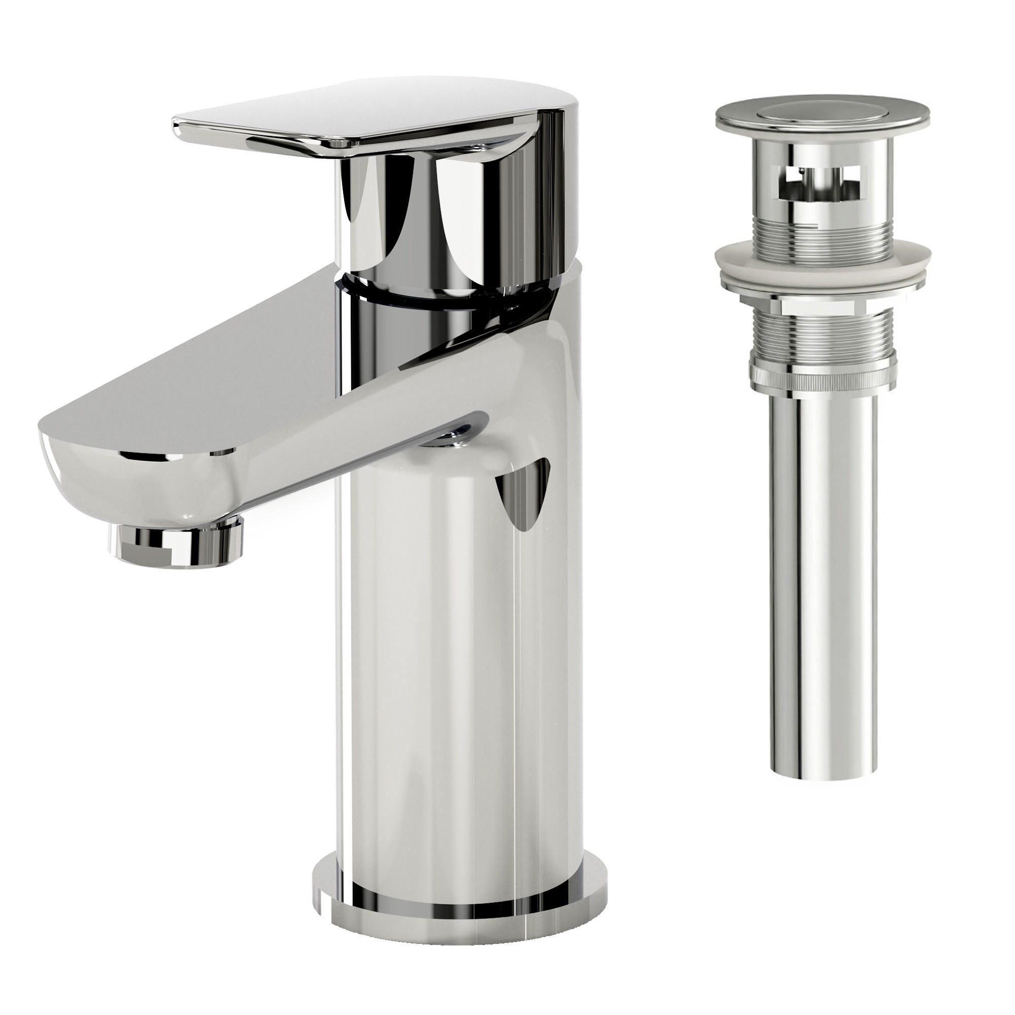 WASCHTISCHARMATUR SFS-1274 Chrom, mit Pop-up, Einhebel, Messing, Perlator, 95 mm Auslaufhöhe, 110 mm Ausladung - Chromfarben, Metall (5.5/16.7/16cm) - Everstein