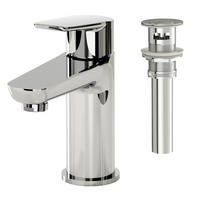 WASCHTISCHARMATUR SFS-1274 Chrom, mit Pop-up, Einhebel, Messing, Perlator, 95 mm Auslaufhöhe, 110 mm Ausladung - Chromfarben, Metall (5.5/16.7/16cm) - Everstein