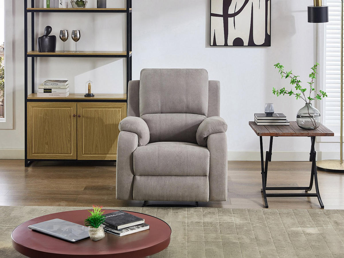 RELAXSESSEL - 1 Person - stoff - hellgrau Brody - Hellgrau, Textil (87/99/98cm) - Vente-Unique