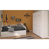 KINDERZIMMER Set 2-tlg. mit Kleiderschrank und Stauraumbett 90x200 - Silberfarben/Weiß, Holz/Holzwerkstoff (206/203/113cm) - Parisot Meuble