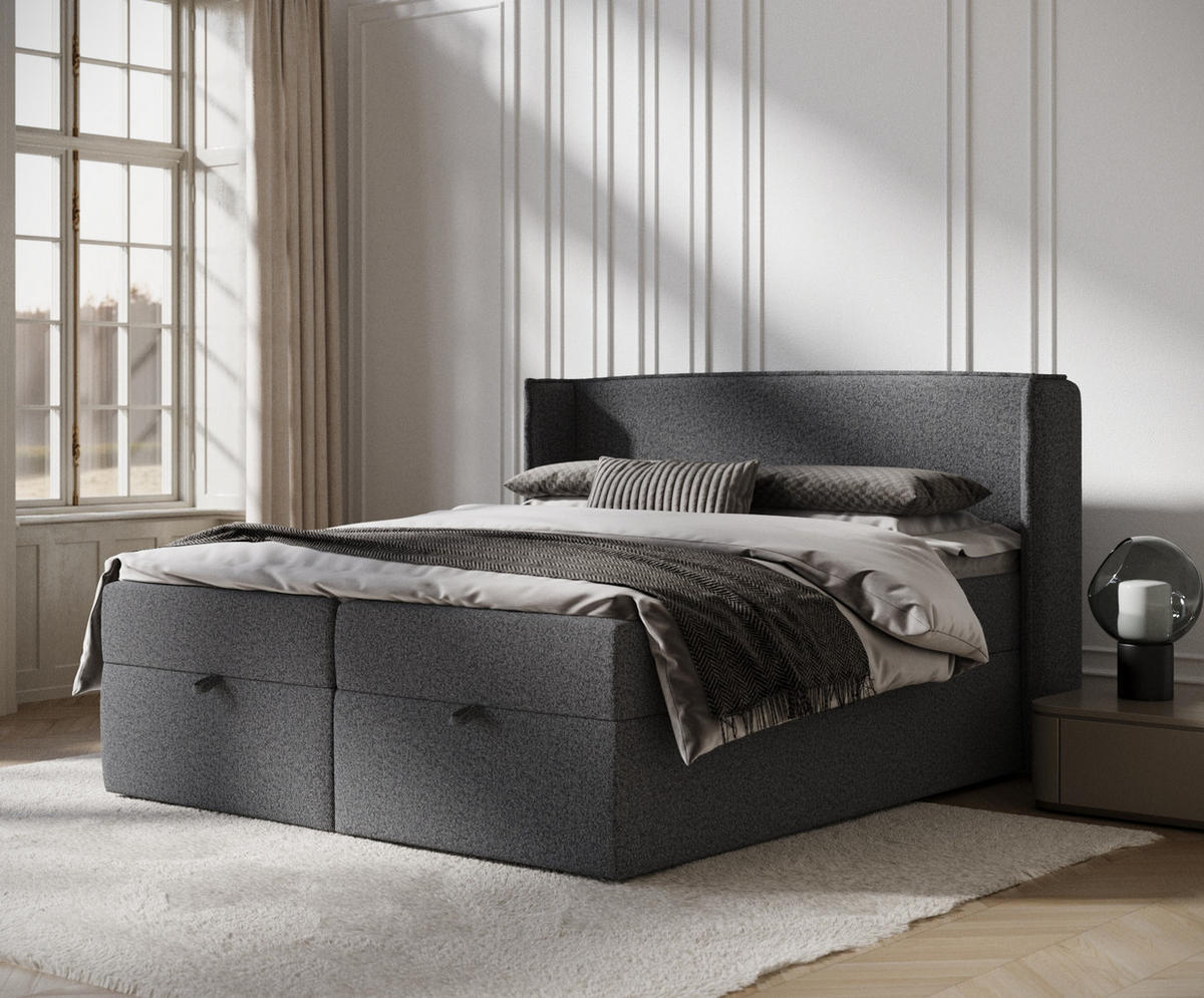 BOXBETT Passion Schwarz 180/200 cm - Schwarz, Kunststoff/Textil (180/200cm) - Maison de Reve