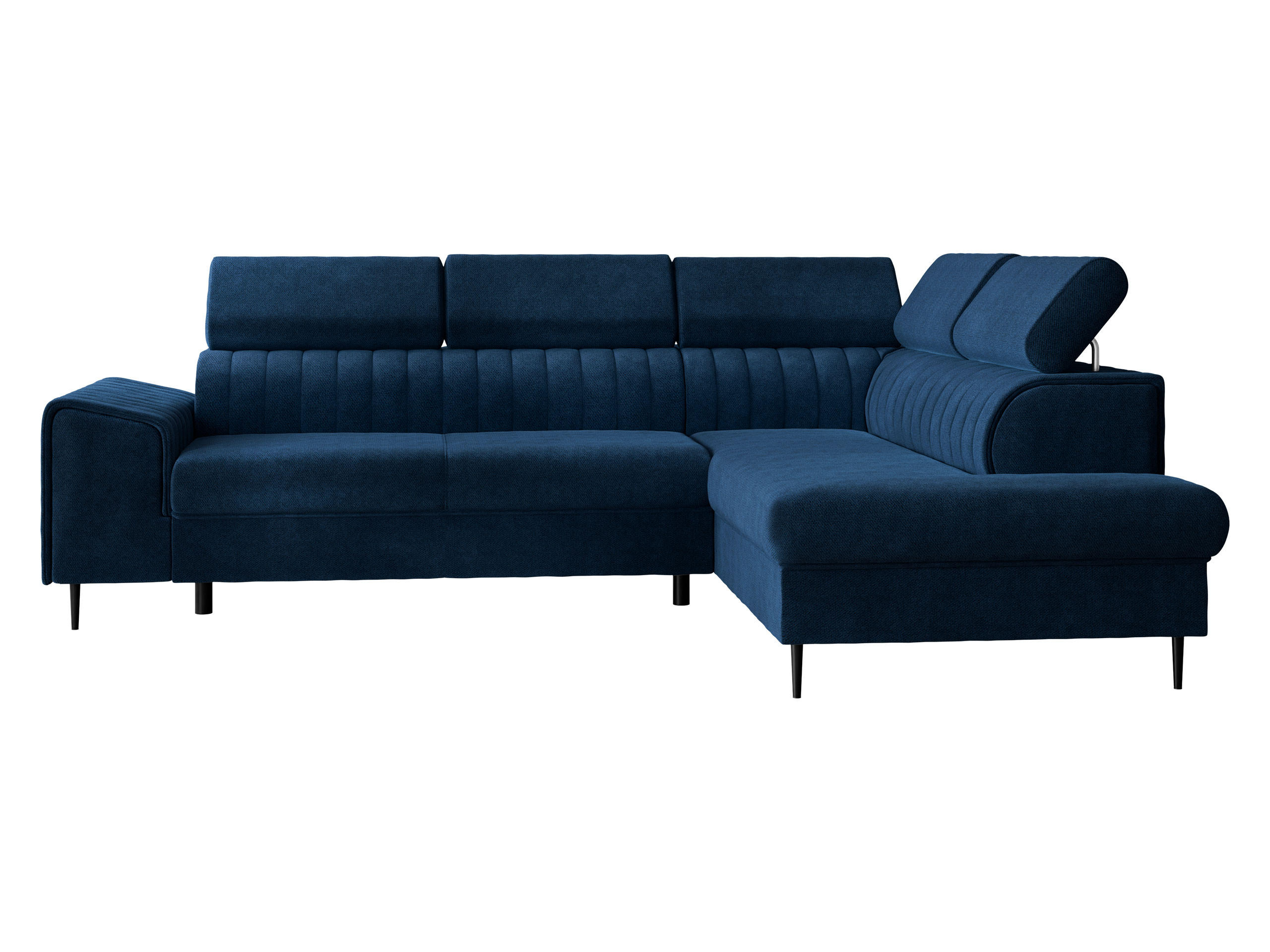 ECKSOFA Kadurin, Seite: Rechts - Schwarz/Dunkelblau, Holz/Kunststoff (276/206cm) - MIRJAN24