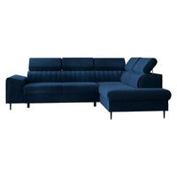 ECKSOFA Kadurin, Seite: Rechts - Schwarz/Dunkelblau, Holz/Kunststoff (276/206cm) - MIRJAN24