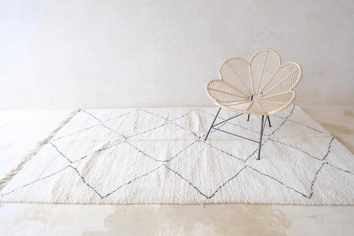BERBERTEPPICH aus Marokko aus reiner Wolle 250x 350 cm - Weiß, Naturmaterialien (250/350cm) - AFK Living
