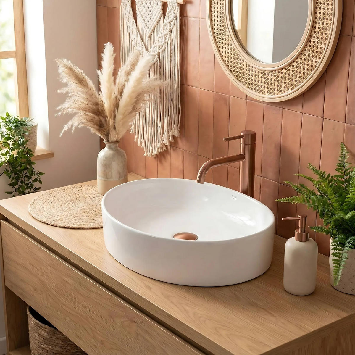 AUFSATZWASCHBECKEN Rea Joana 50 - Weiß, Keramik (38/12.5/50cm) - REA