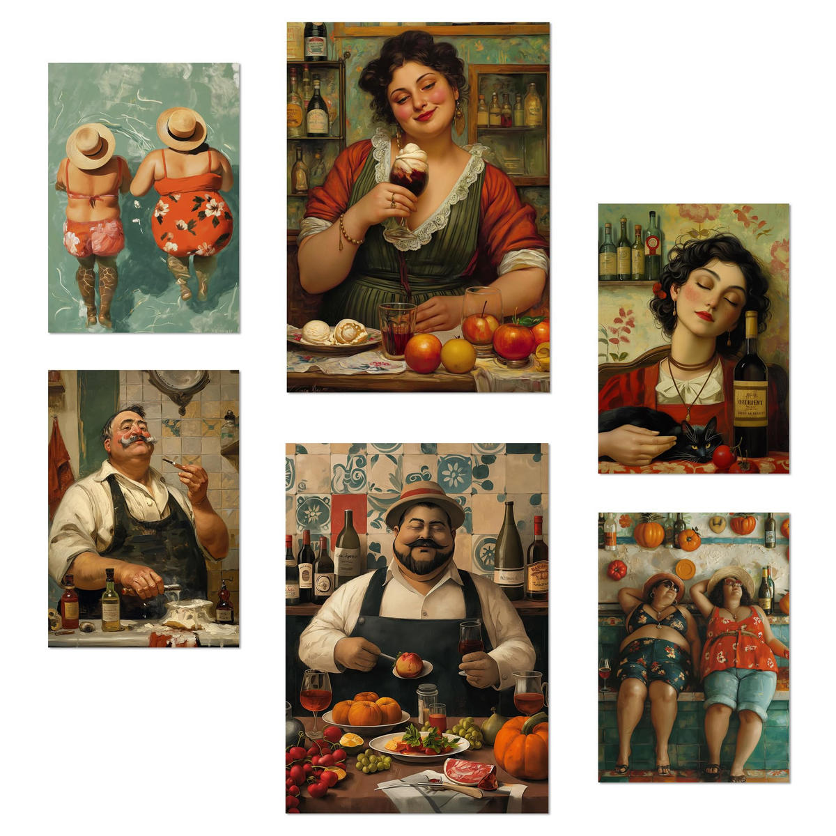 POSTER Set Mit 6 Italienischer Sommer A3 & A4 Rahmenlos - Klar, Papier (29/3cm) - Nacnic