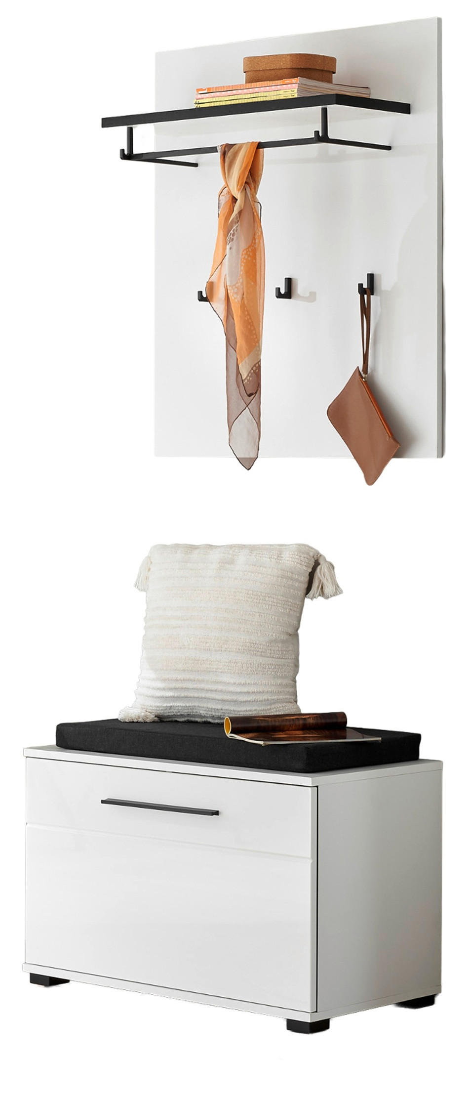 Furn.Design Garderoben-Set Weiß Hochglanz 80x200x40 cm