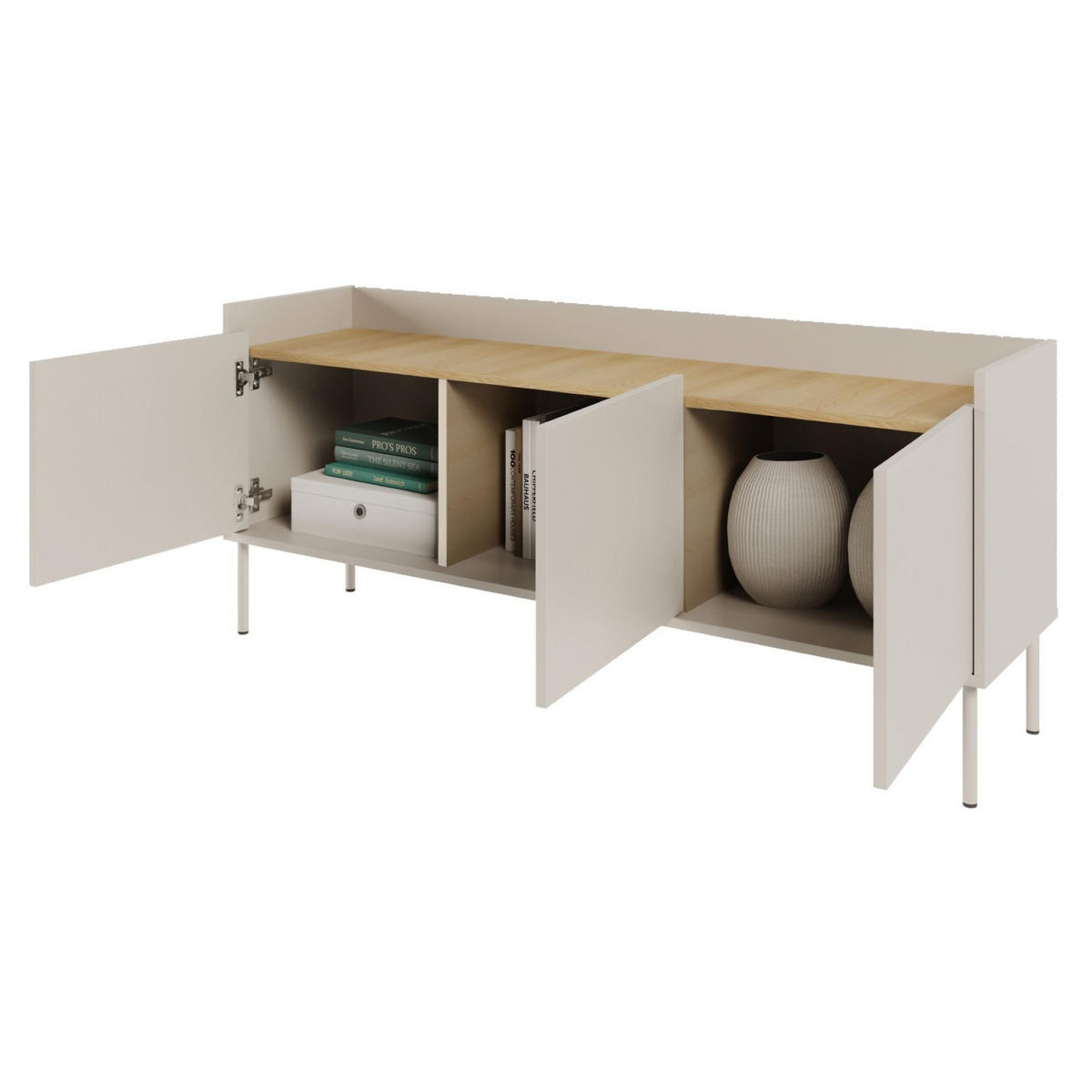 TV-SCHRANK Tovi Kaschmirgrau / Holzoptik Eiche 140/58/36 cm - Taupe, Holzwerkstoff/Metall (139.8/58.5/36.4cm) - Selsey