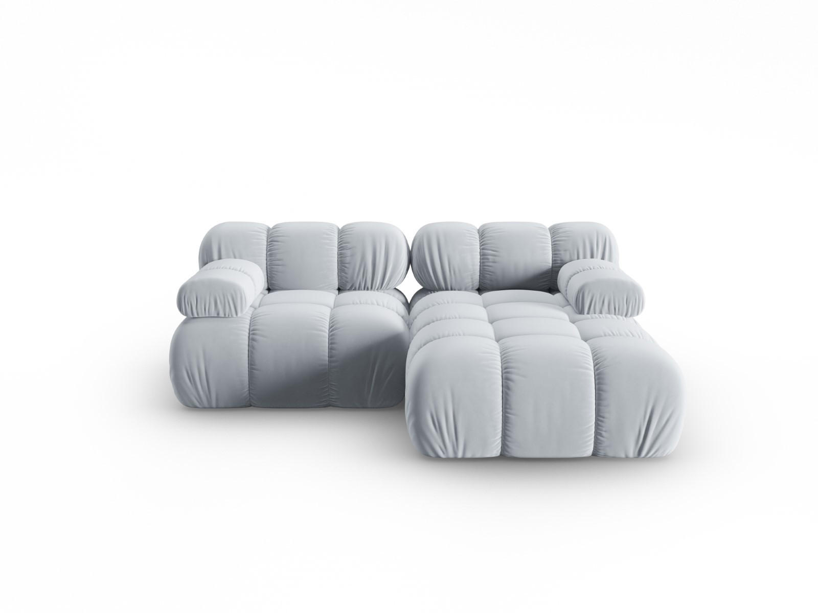 MODULARES-ECKSOFA rechts Bellis aus Samt hellblau 3 Sitzplätze - Hellblau, Textil (157/191cm) - Micadoni