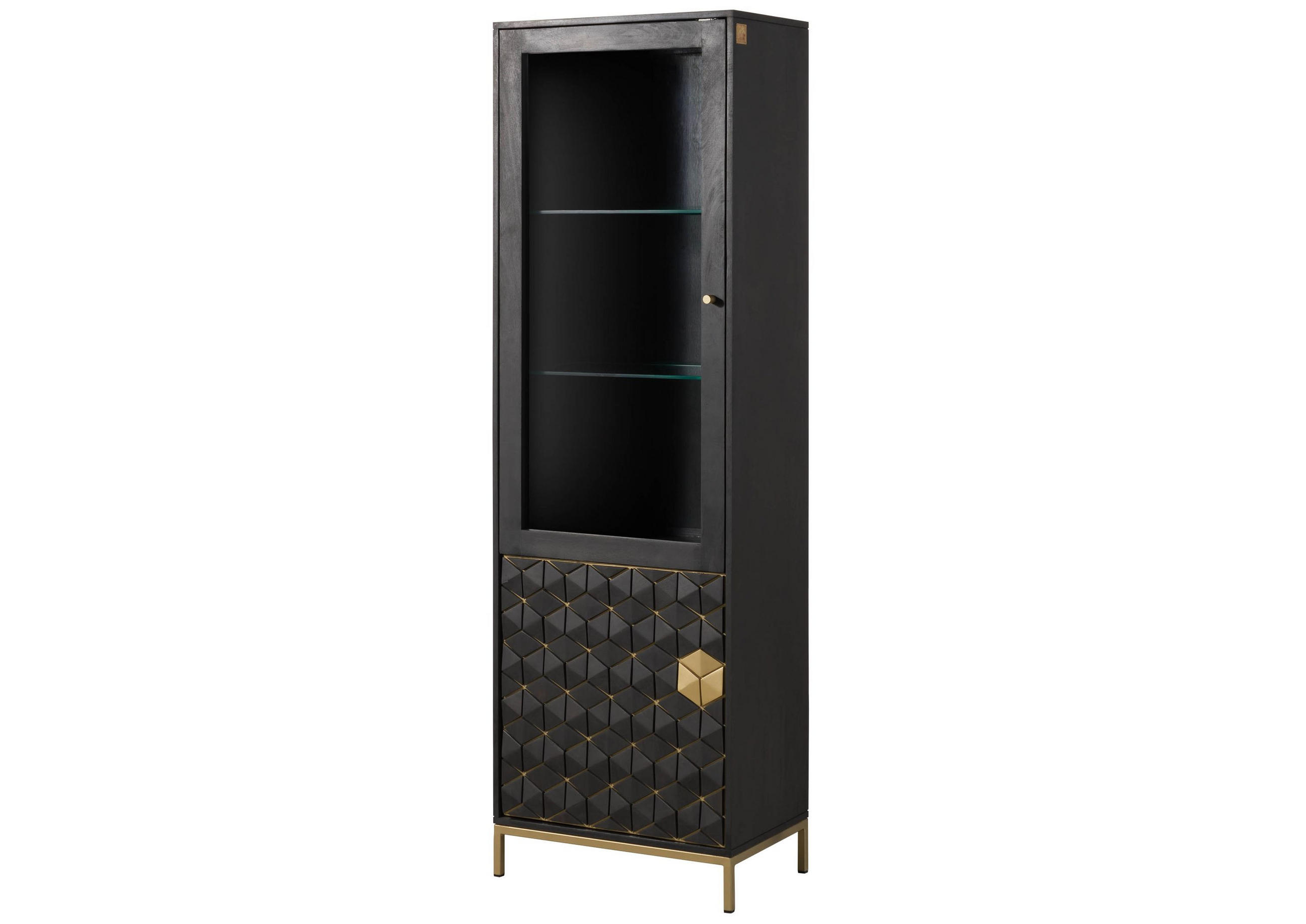 VITRINE Mango 63x40x200 grau geölt DIAMOND #116 - Grau, Holz (63/200/40cm) - Massivmoebel24