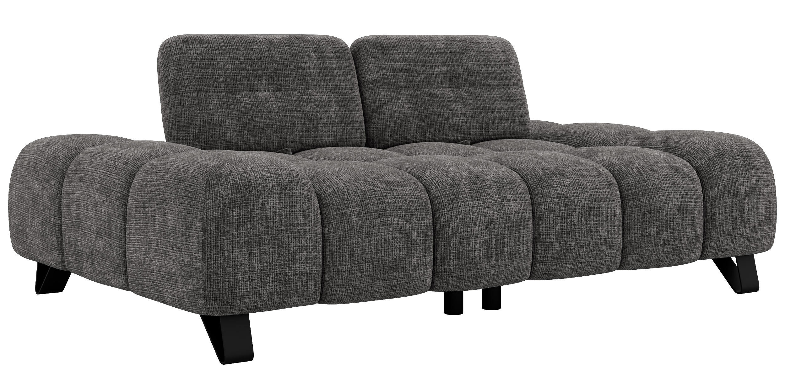 3-SITZER-SOFA NERANO - Dunkelgrau Schenille - Dunkelgrau/Schwarz, Textil/Metall (220/88/146cm) - MKS