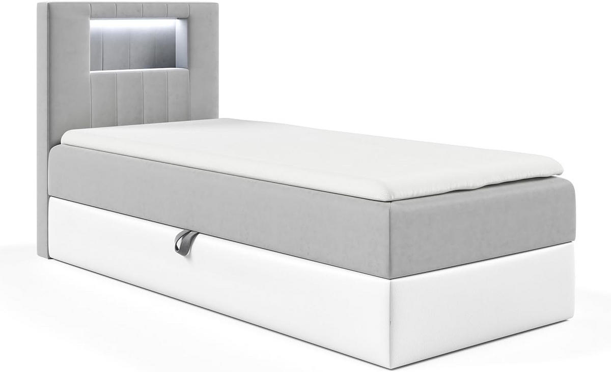 KINDERBETT GARETH 1 - Weiß/Grau, Holzwerkstoff (92/212cm) - Meblini