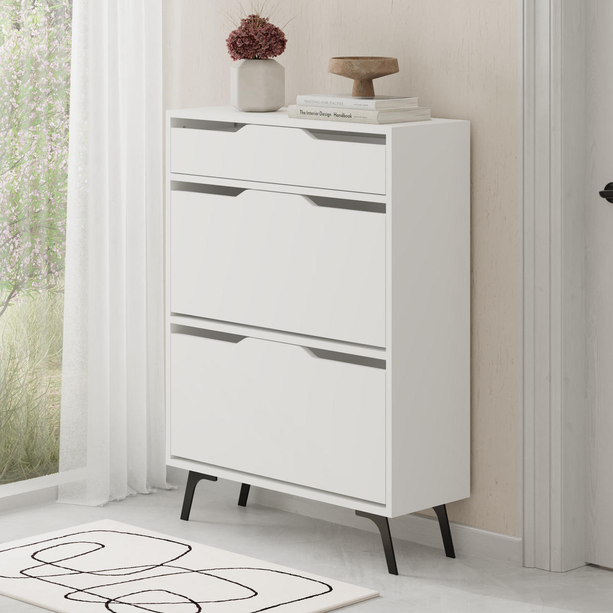 SCHUHSCHRANK Asta Weiß 82/110/29.5 cm - Weiß, Holzwerkstoff (81.6/110/29.5cm) - Decortie