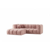 ECKSOFA Modulares In L-Form, Velvet-Stoff Riviera, Hellrosa, Links, GRAND - Hellrosa, Holz (227/179cm) - Kaiser Möbel