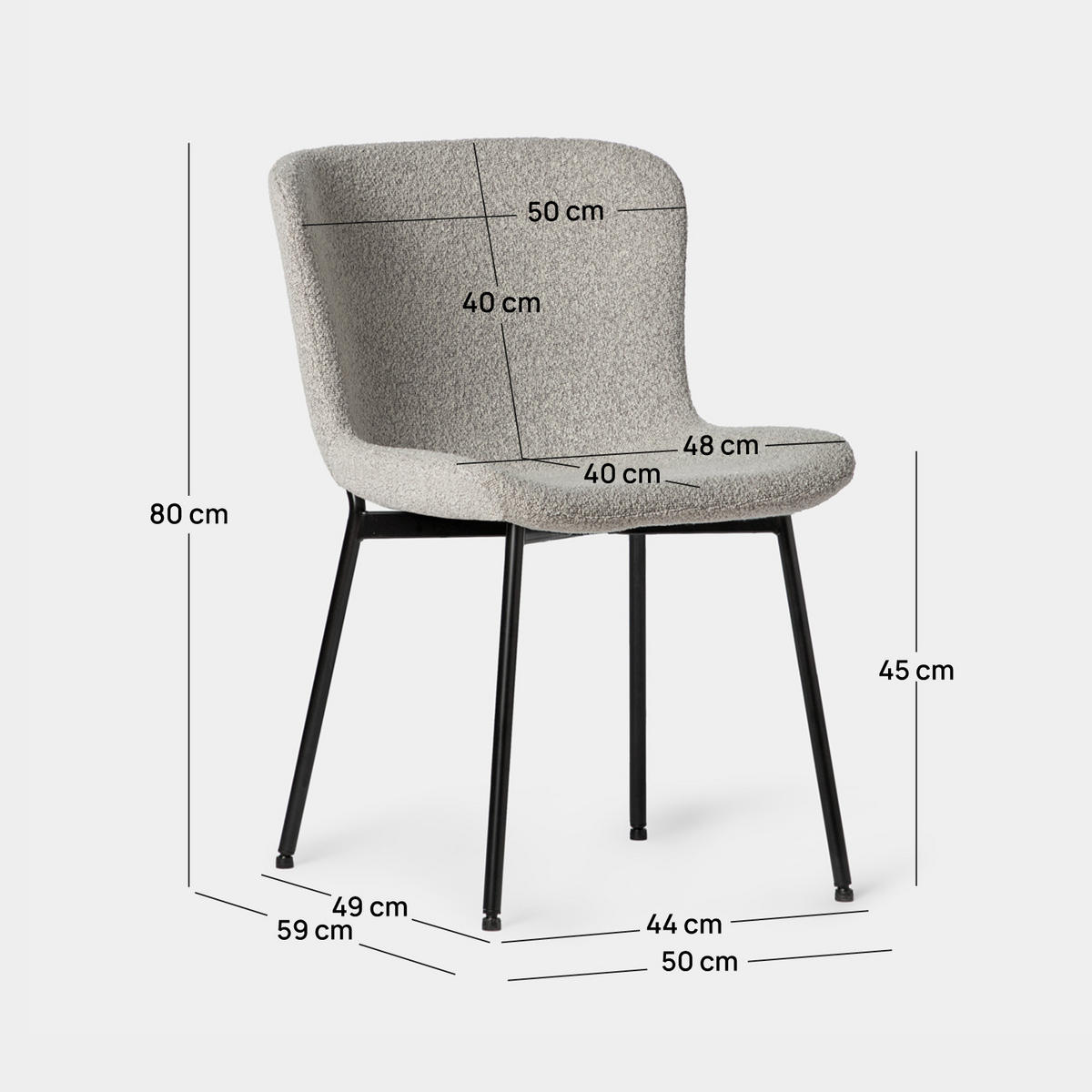 ESSZIMMERSTUHL Ari Grau 50 cm x 80 cm 4er-Set - Grau, Textil (50/80/59cm) - Klast Home
