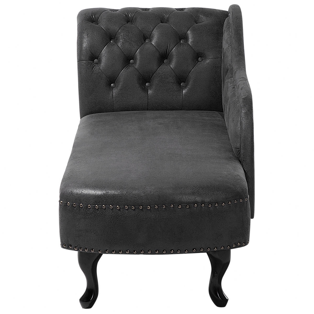 CHAISELONGUE Kunstwildleder dunkelgrau linksseitig Nimes - Schwarz/Grau, Kunststoff (170/79/61cm) - Beliani