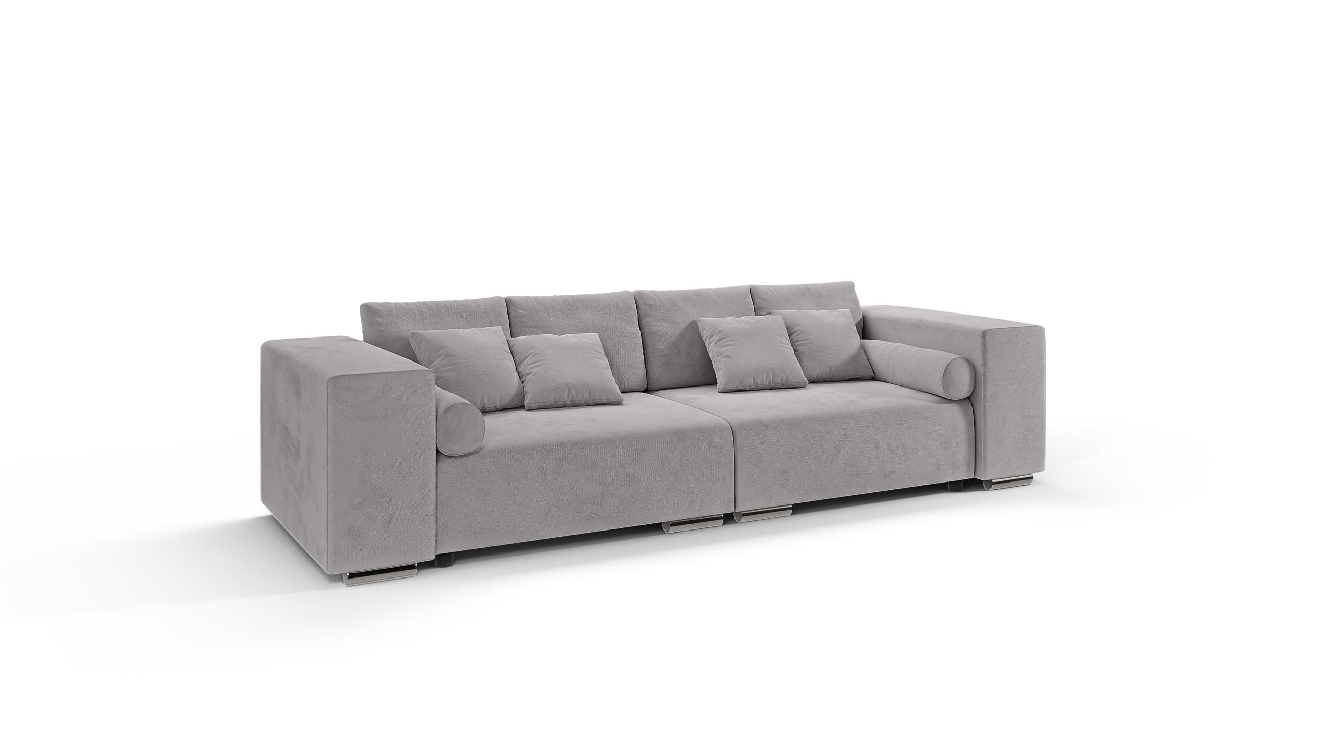 BIGSOFA Kami Microfaser Silber - Silberfarben/Schwarz, Kunststoff/Textil (290/80/110cm) - S-Style Möbel
