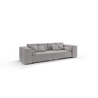 BIGSOFA Kami Microfaser Silber - Silberfarben/Schwarz, Kunststoff/Textil (290/80/110cm) - S-Style Möbel