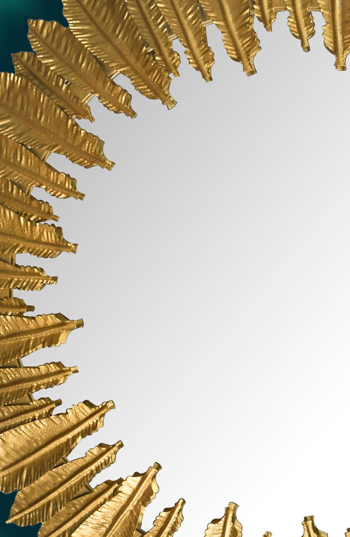 WANDSPIEGEL Rund Metall Gold 68 cm Federn-Design - Goldfarben, Glas (68/68/3cm) - KADIMA DESIGN