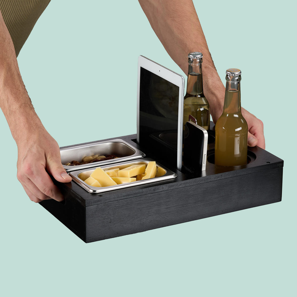 COUCHBAR - Schwarz, Naturmaterialien/Holz (40/8/26cm) - Relaxdays