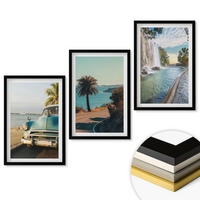 WANDBILDER 3er-Set - 40x60 cm Schwarzer Rahmen - Urlaub Palmen Wasserfall - Schwarz, Kunststoff (40/60cm) - ArtPrintCave