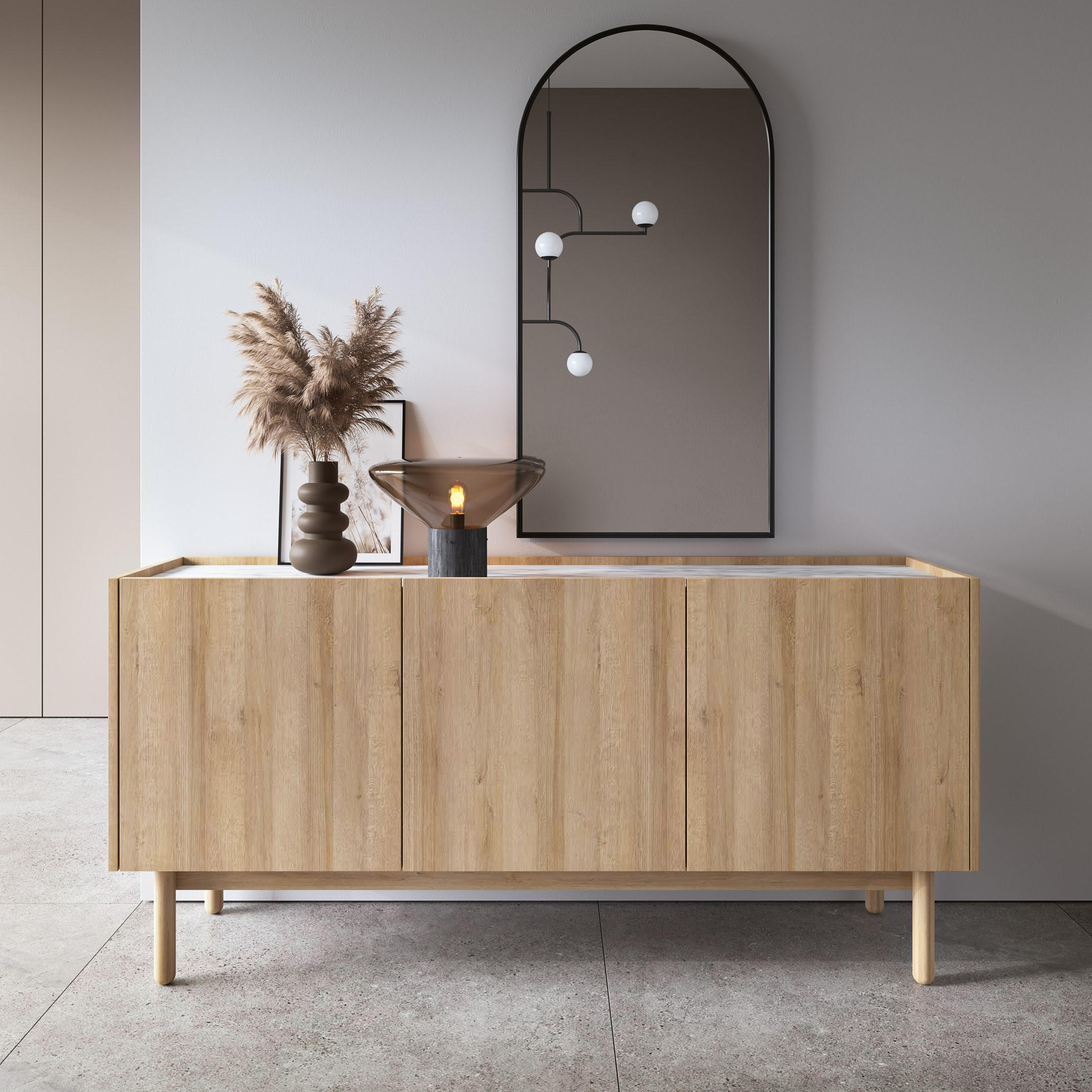 SIDEBOARD BOLOGNA 144/68/37 cm mit 3 Türen Eichefarben - Eichefarben, Holzwerkstoff (144/68/37cm) - MASSENO
