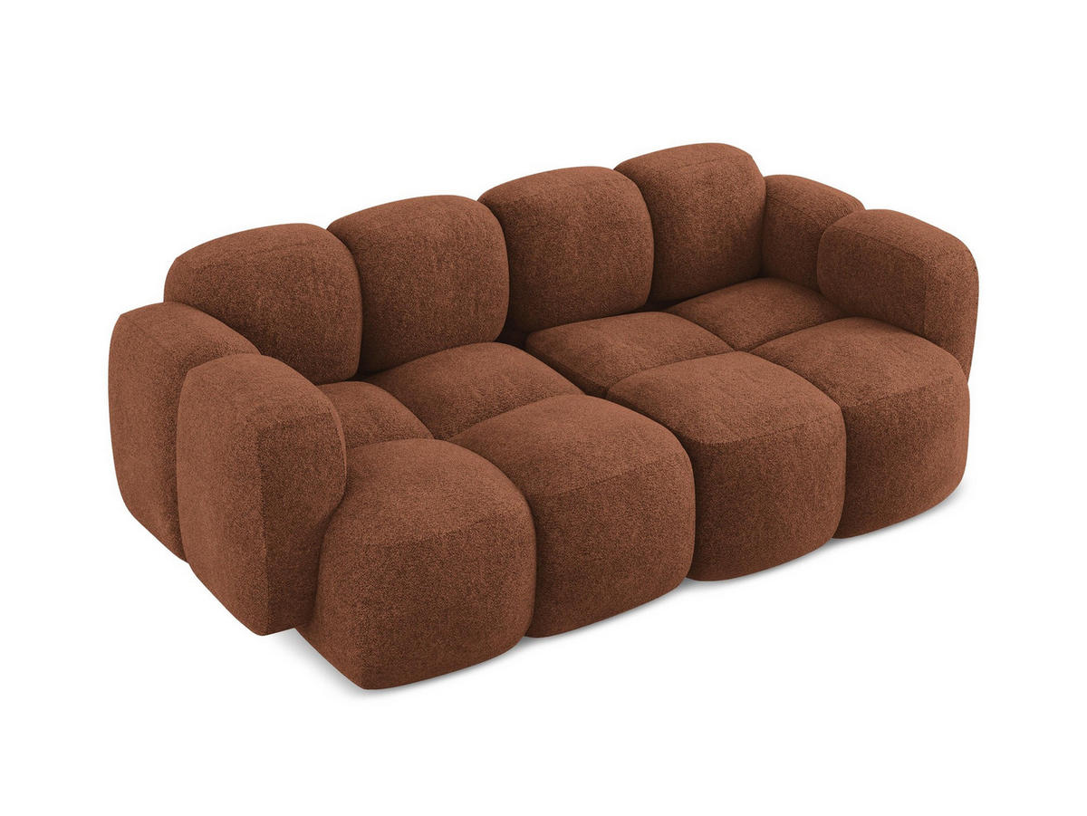 2-SITZER SOFA Chenille Stoff Orange - Terra cotta/Schwarz, Holzwerkstoff/Kunststoff (210/72/115cm) - Makamii