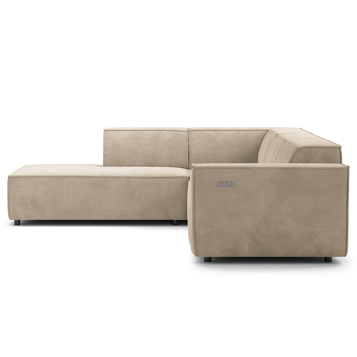 ECKSOFA mit Ottomane - Beige/Schwarz, Kunststoff/Textil (260/234cm) - home24