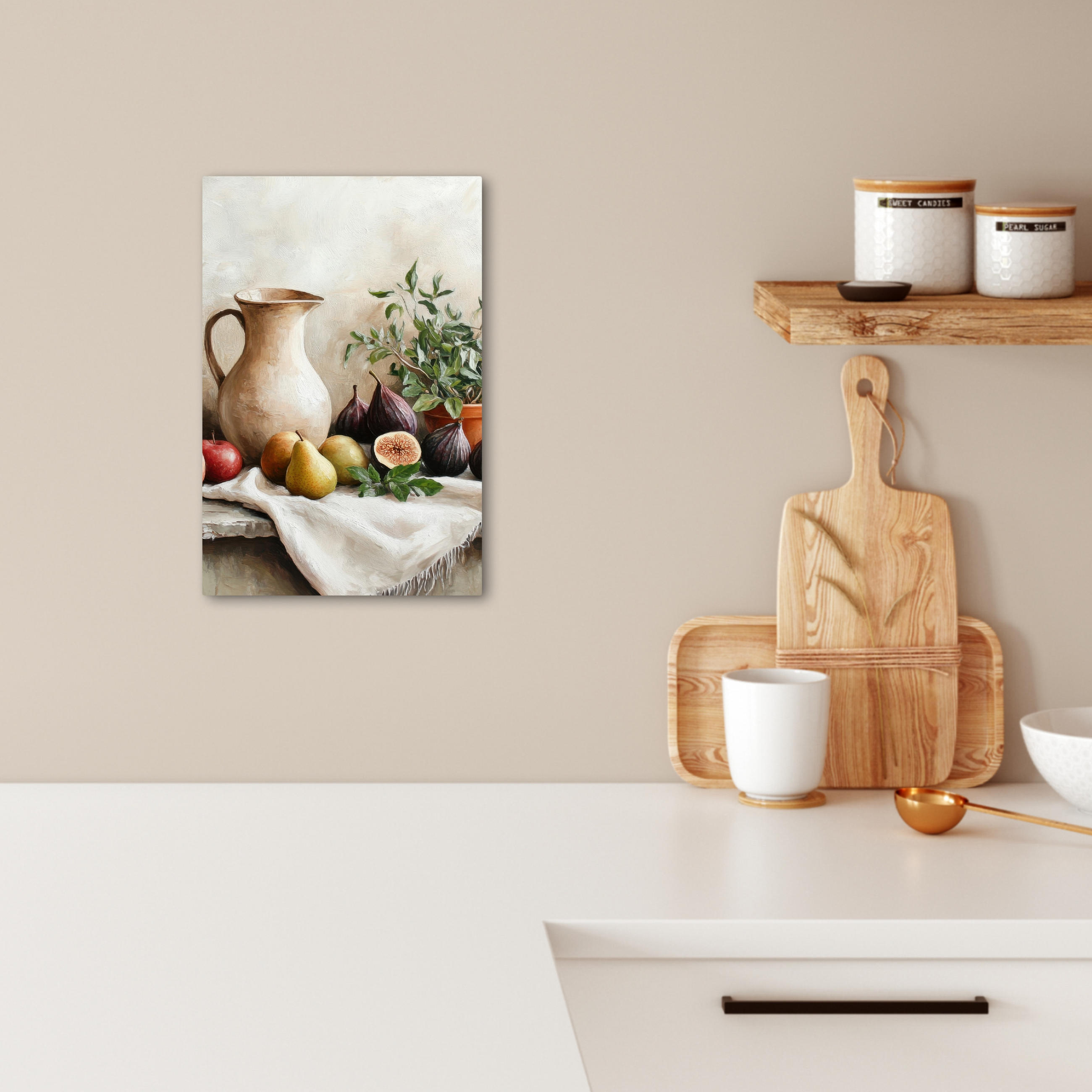 LEINWANDBILD Obst - Kräuter - Ländlich 20x30 cm - Naturfarben, Textil (20/30cm) - MuchoWow