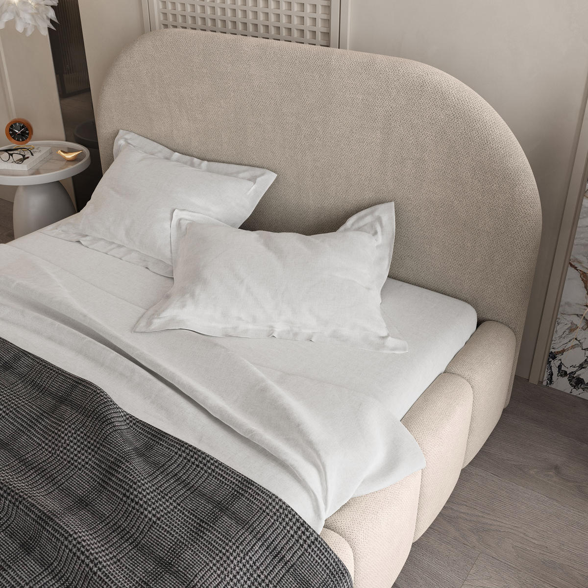 POLSTERBETT FLUSSO 180x200 cm mit Bettkästen - Beige - Beige, Holz (180/200cm) - MASSENO