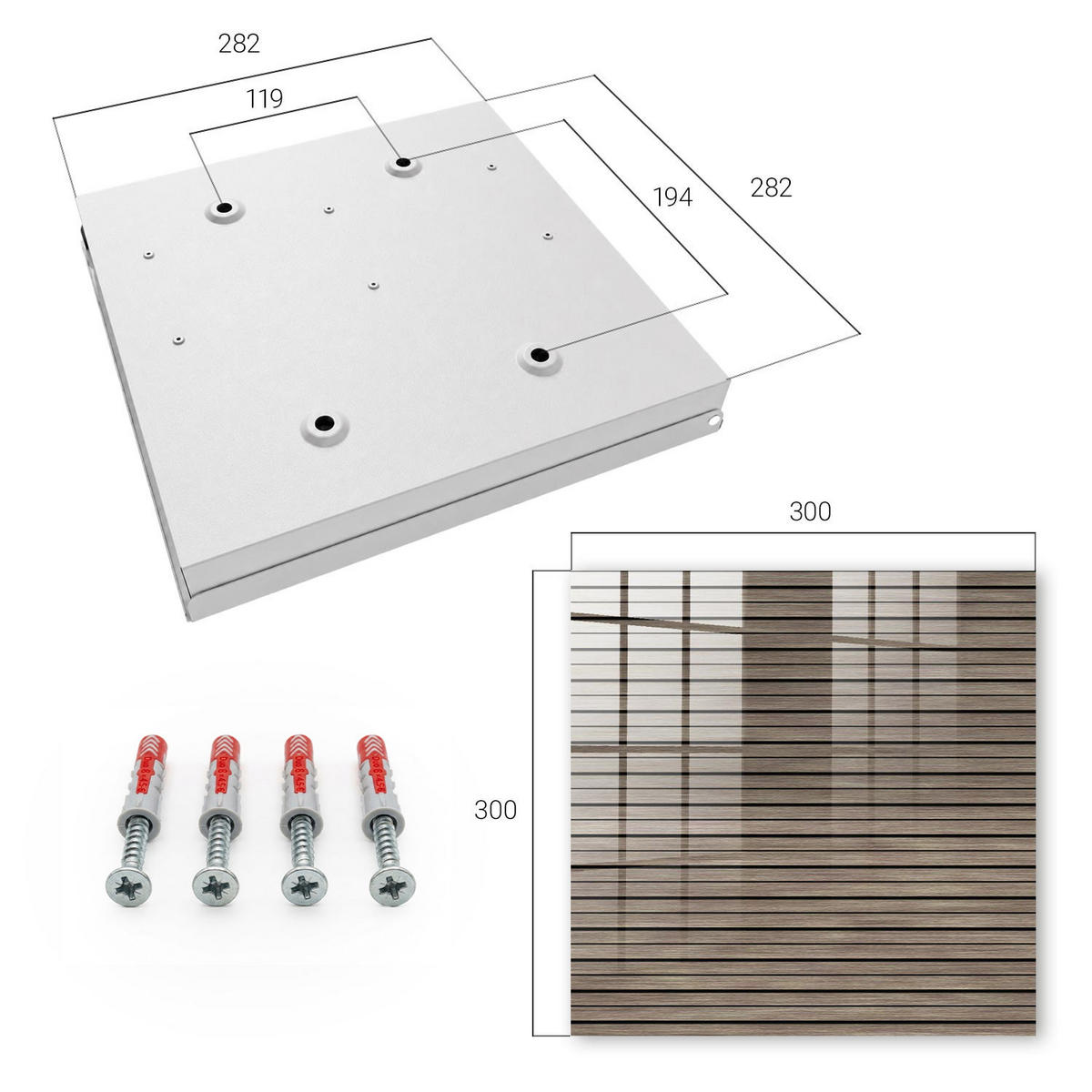 SCHLÜSSELBOX Weiß 30x30 cm – Türöffnung nach rechts - Holzbretter - Braun, Metall (30/30/5cm) - TULUP