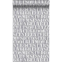 TAPETE alte eiserne Druckbuchstaben 53 cm x 10.05 m - Grau, Papier (53/1000cm) - Origin Wallcoverings