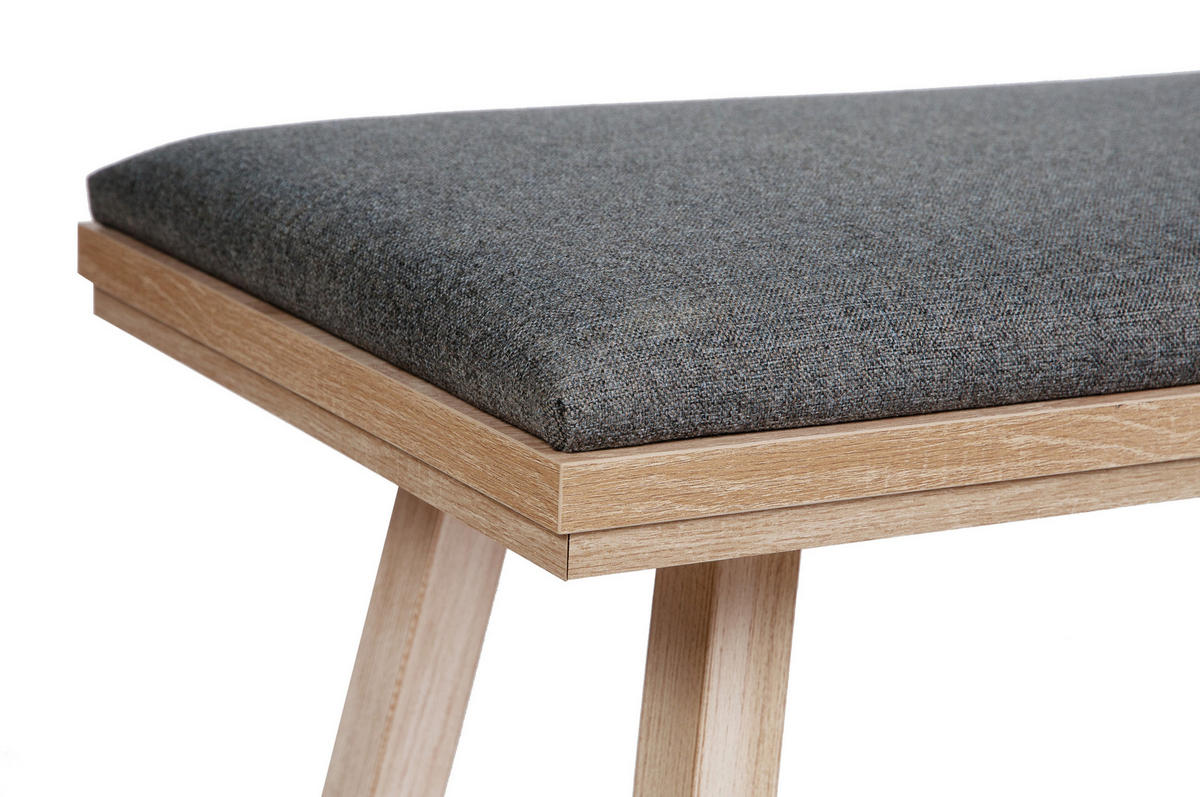 GARDEROBENBANK Die Zeitlose - Eichefarben/Grau, Holz/Textil (45/50/125cm) - Kundler Home