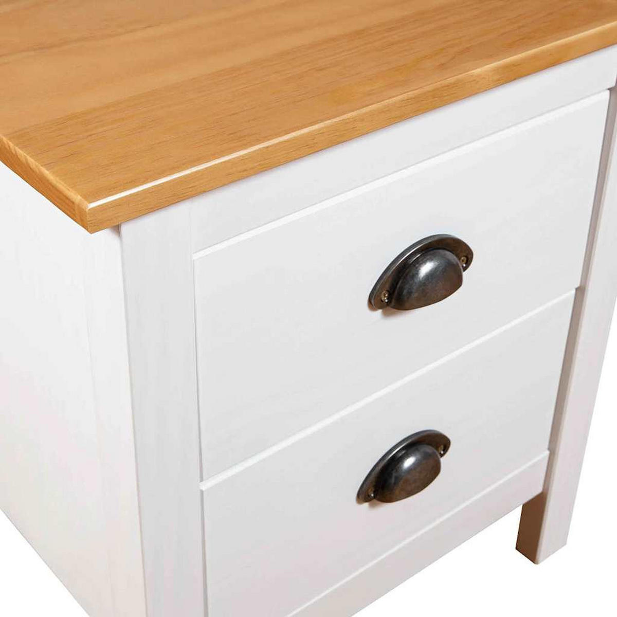 NACHTTISCH 2Er Set Weiss 46/35/49,5 Cm Massivholz Kiefer - Weiß, Holz (35/49.5/46cm) - vidaXL