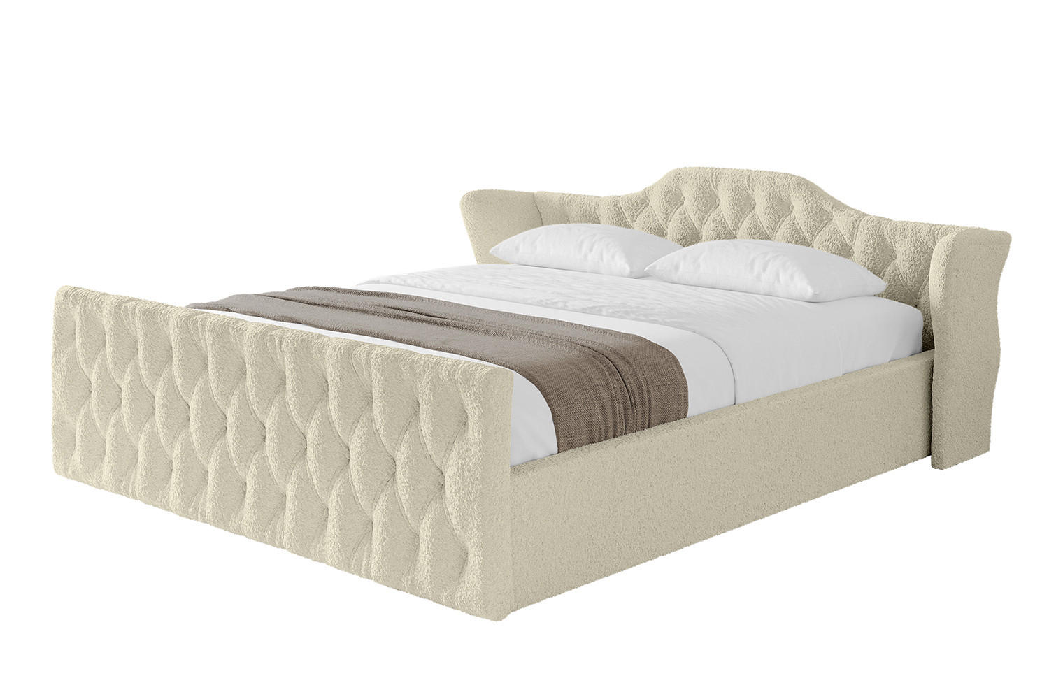 POLSTERBETT mit Bettkasten, Fußteil und Lattenrost, Boxbett mit Matratze H3/H4 - ZORAN-Z-V1 120x200 Beige - Taupe, Holzwerkstoff/Textil (120/200cm) - ALTDECOR
