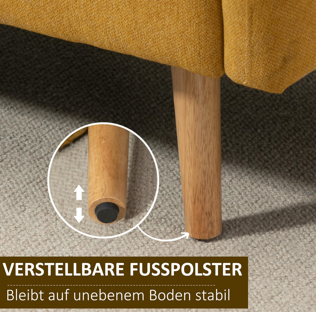 SOFA 2-Sitzer kompakt 130 x 70 cm Polyester Natural - Naturfarben, Holzwerkstoff (130/80/70cm) - Meubliv